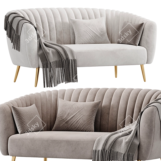 Astoria Contemporary Velvet Love Seat 3D model image 1