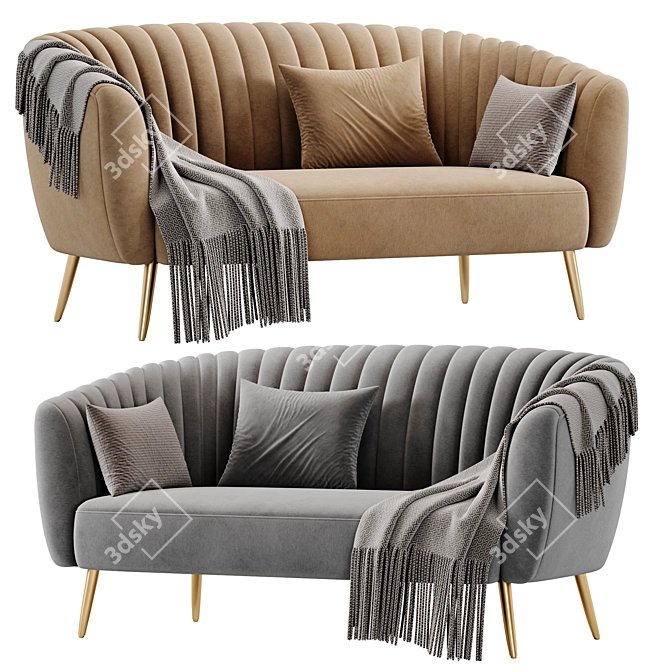 Astoria Contemporary Velvet Love Seat 3D model image 2