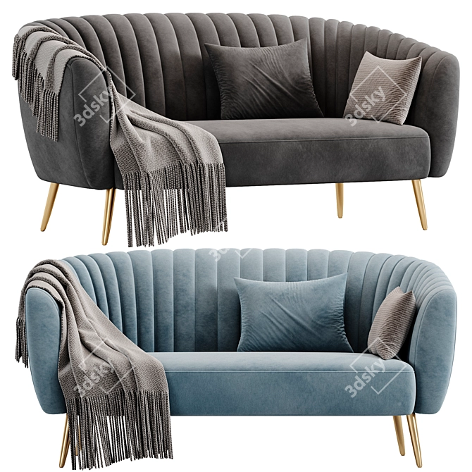 Astoria Contemporary Velvet Love Seat 3D model image 3