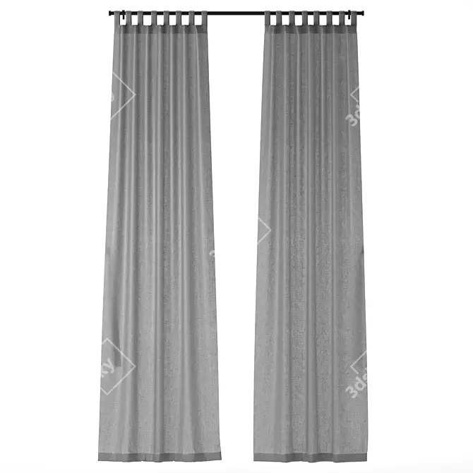 IKEA LENDA 260cm Curtain Set 3D model image 4