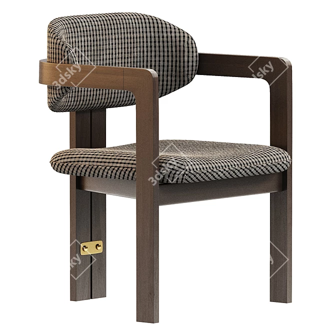 Elegant Ash Wood Cushion Chair 3D model image 1