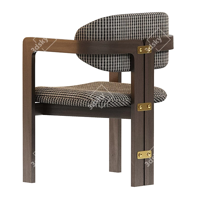 Elegant Ash Wood Cushion Chair 3D model image 5