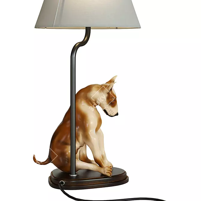 Dog Sculpture Table Lamp Velvet 3D model image 2