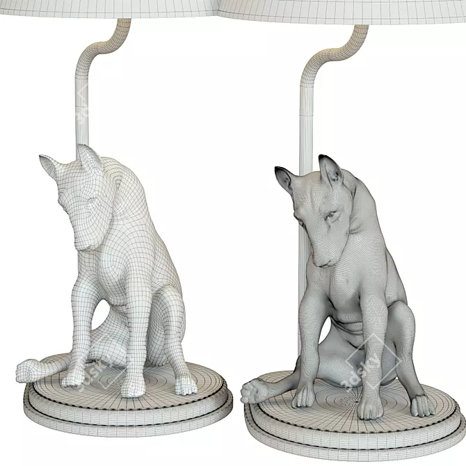 Dog Sculpture Table Lamp Velvet 3D model image 4