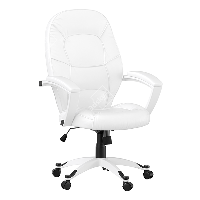 White Leather Ergonomic Office Chair 3D model image 1