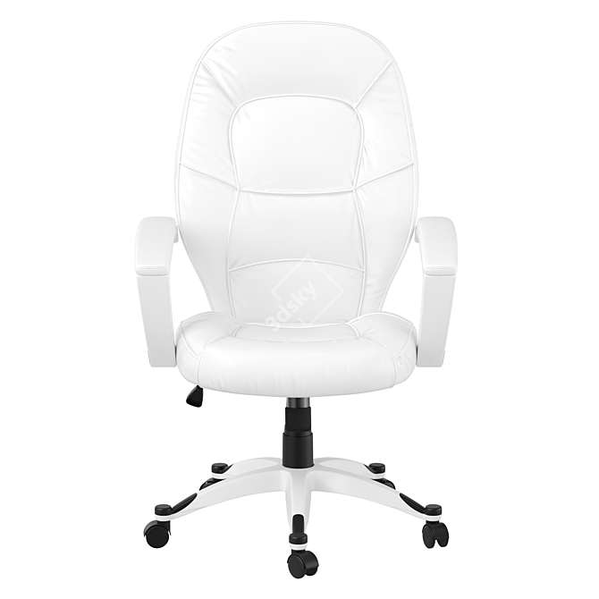 White Leather Ergonomic Office Chair 3D model image 2