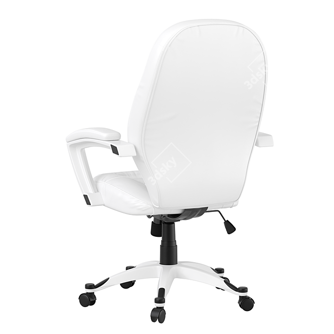 White Leather Ergonomic Office Chair 3D model image 4