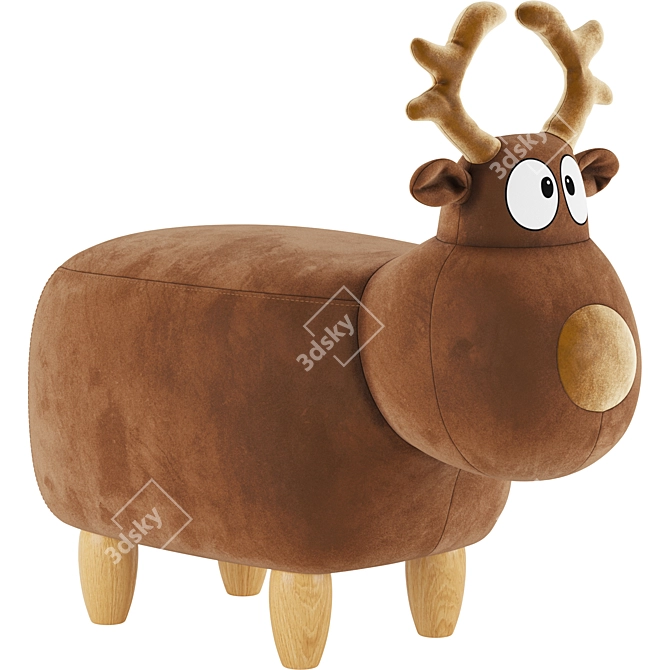 Velvet Reindeer Storage Ottoman 3D model image 1