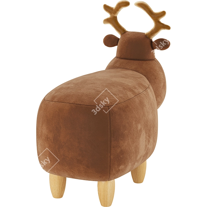 Velvet Reindeer Storage Ottoman 3D model image 4