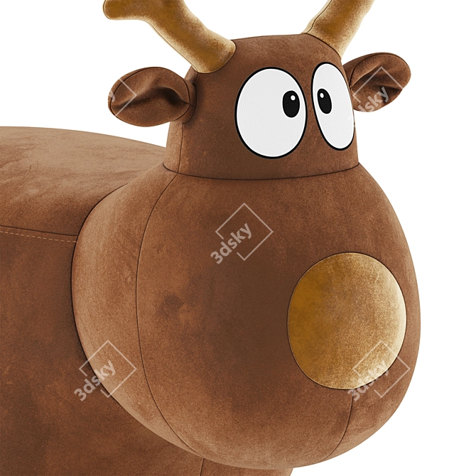 Velvet Reindeer Storage Ottoman 3D model image 5