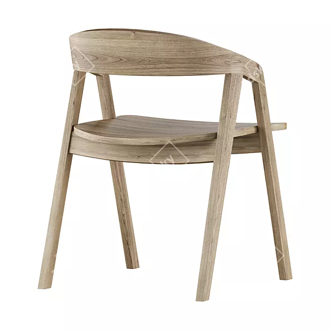 Elegant Adelmo Wood Chair 3D model image 3