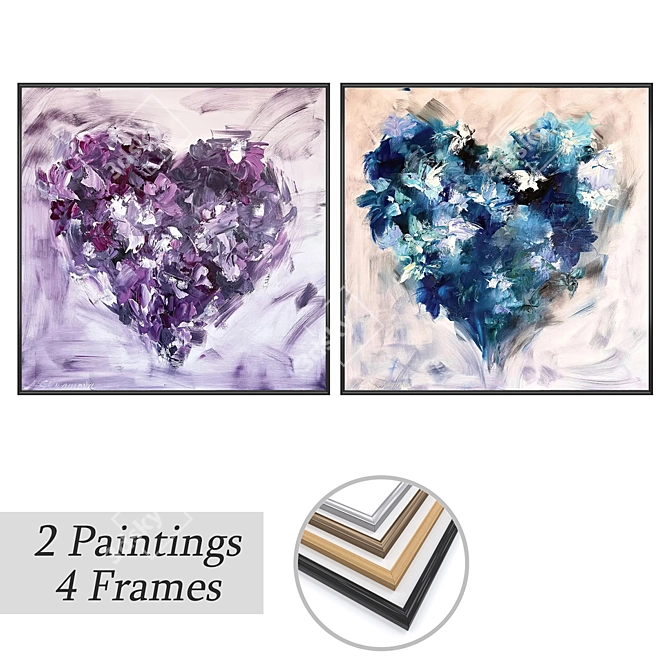 Artwork Set with Varied Frames 3D model image 1