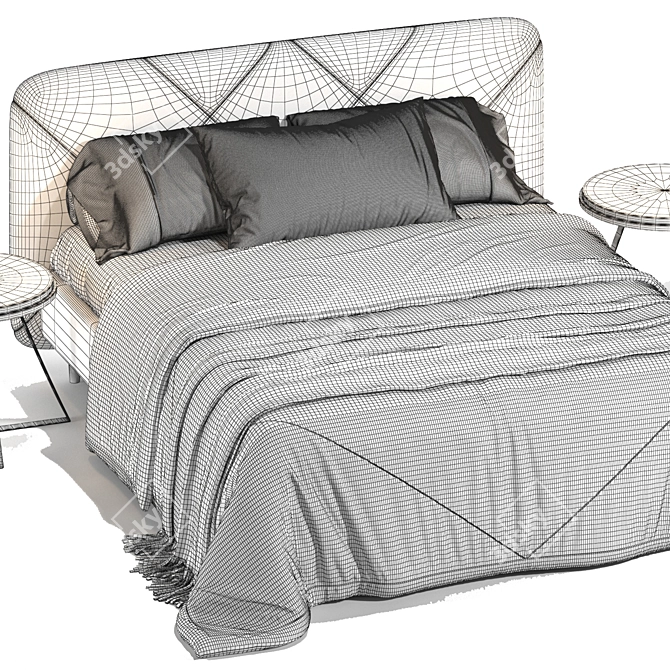 Luxury Silver Bed 3Ds Max 3D model image 4