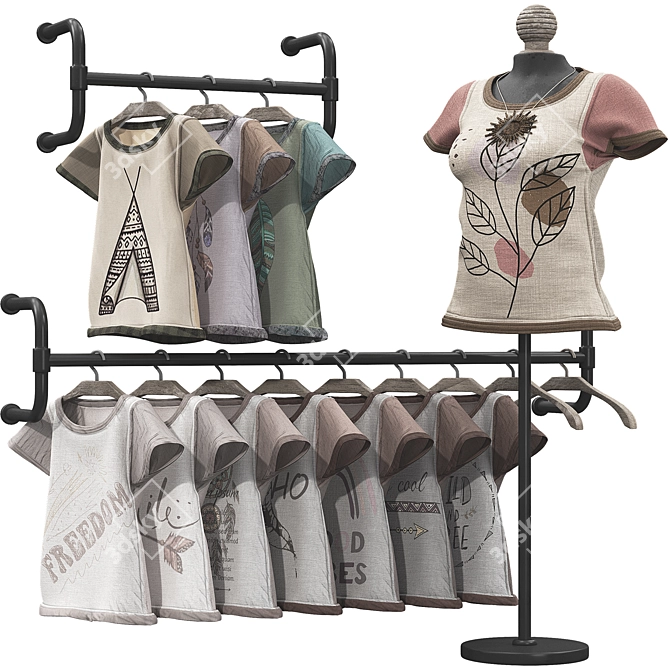 Boho Girl T-Shirt Collection 3D model image 1