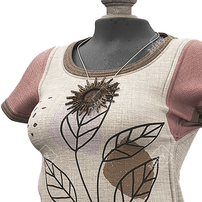 Boho Girl T-Shirt Collection 3D model image 3