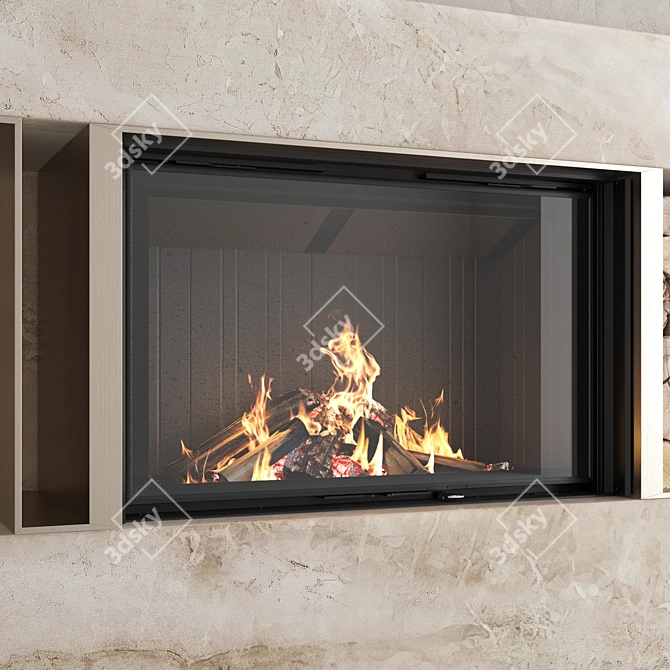 Romotop Wood-Burning Fireplace Wall Set 3D model image 5