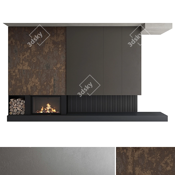 Impression 2G L Fireplace Wall 3D model image 1