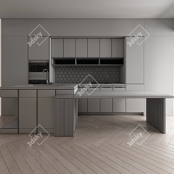  Modern Kitchen Set 3D Model 3D model image 4