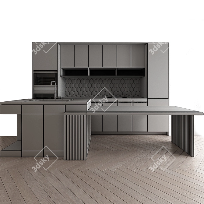  Modern Kitchen Set 3D Model 3D model image 8