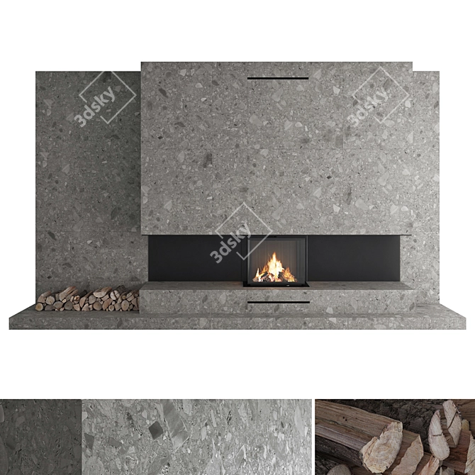 Impression 3D Wall Fireplace Set 3D model image 1