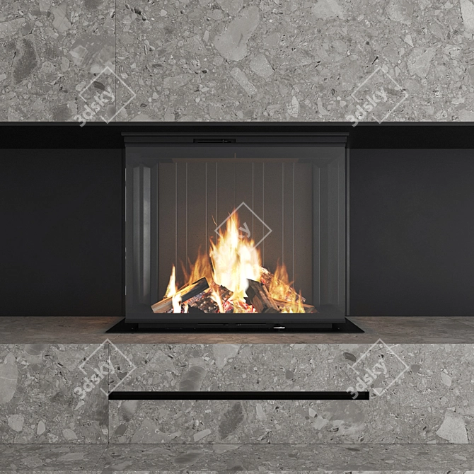 Impression 3D Wall Fireplace Set 3D model image 3