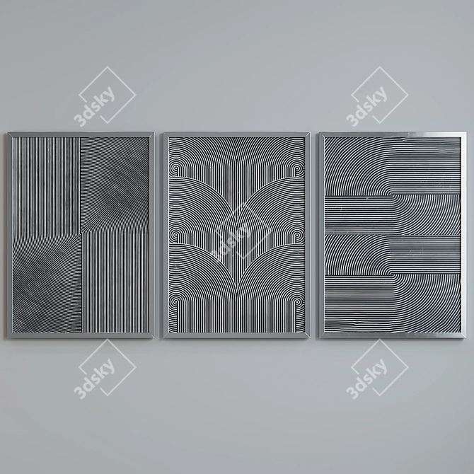 Modern Abstract Picture Frame Set 3D model image 3