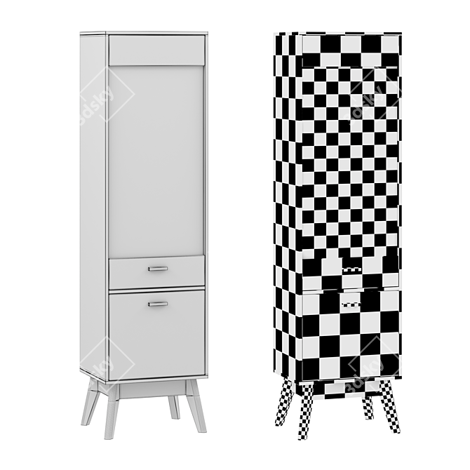 Scandi Plain Display Cabinet 3D model image 2