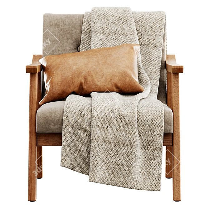 Stylish Saul Armchair with Accessories 3D model image 6