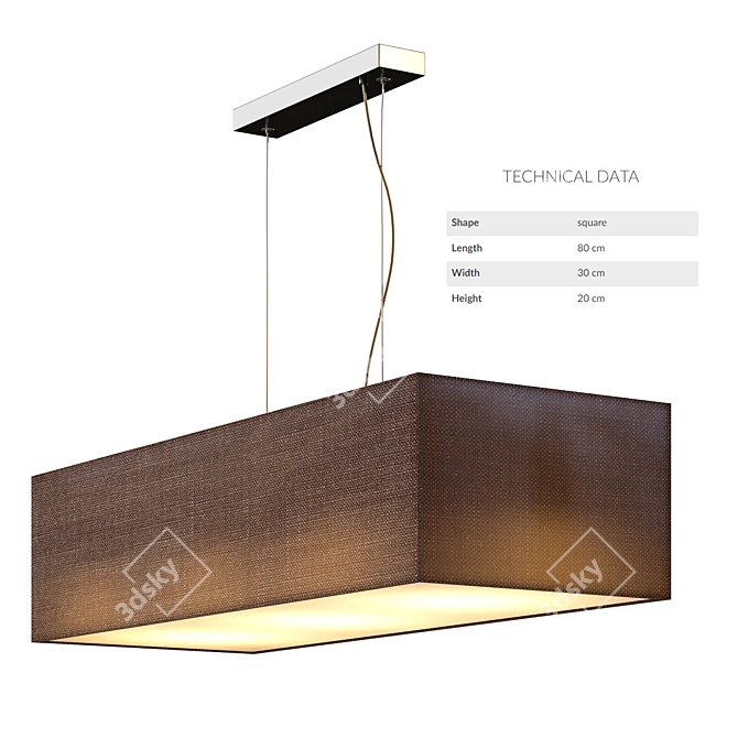 Modern Square Pendant Light 3D model image 5