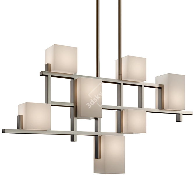 Modern Glass City Lights Chandelier 3D model image 1