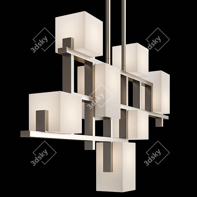 Modern Glass City Lights Chandelier 3D model image 2