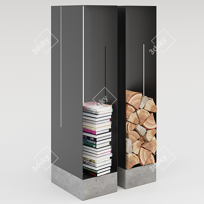 Modern Metal Firewood Rack 1350 3D model image 2