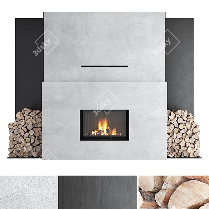 Romotop 3D Fireplace Wall Set 3D model image 1