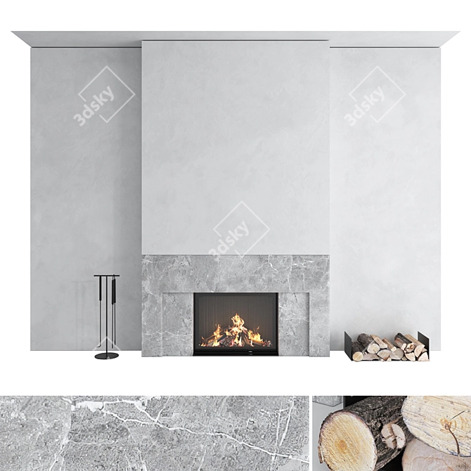 Impression 2G L Fireplace Wall Set 3D model image 1