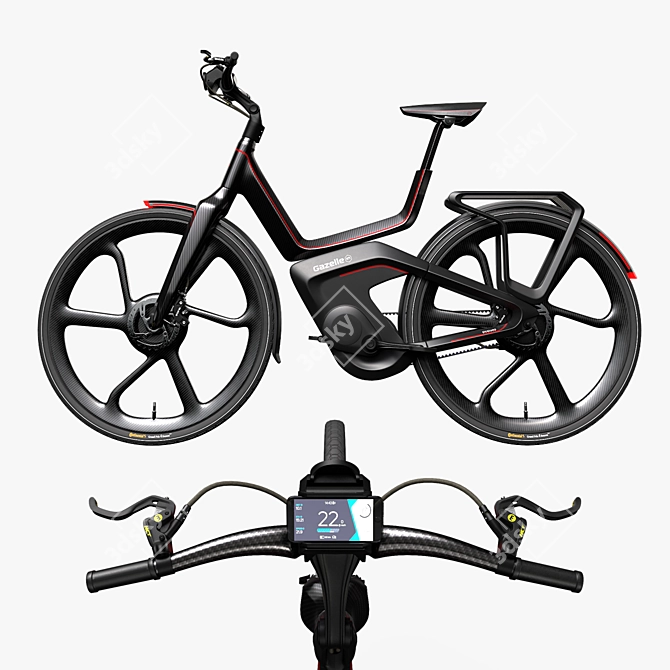 Futuristic Connected E-Bike Gazelle 3D model image 5