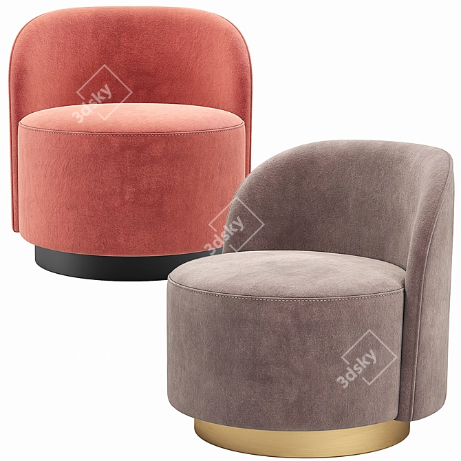 Giopagani 1960s Armchair Velvet Design 3D model image 2