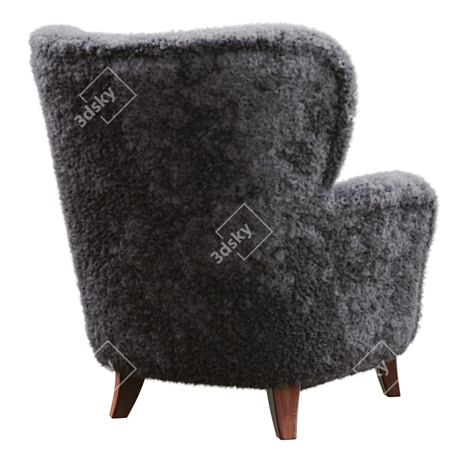 Curly Shearling Upholstered Armchair 3D model image 3