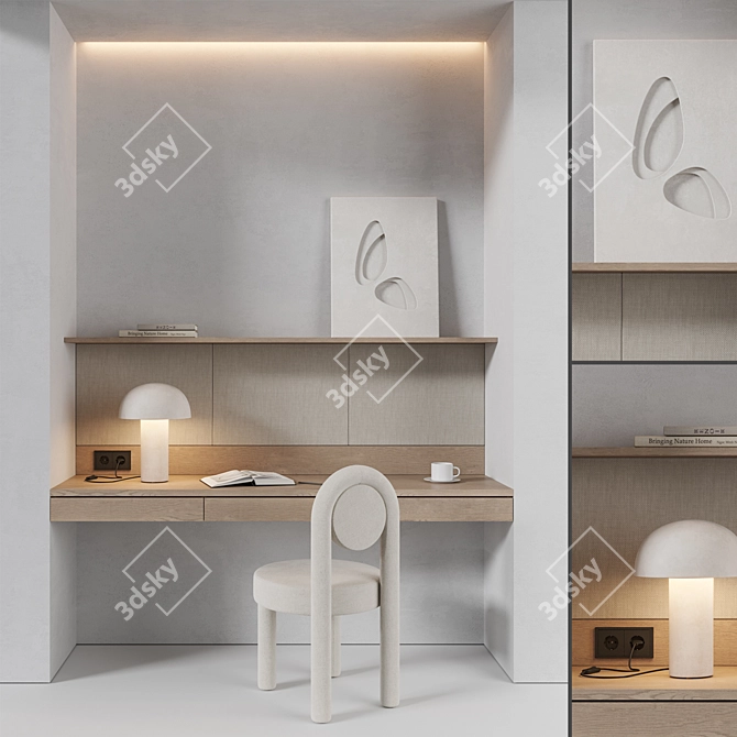 Modern Workstation Furniture Set 3D model image 1