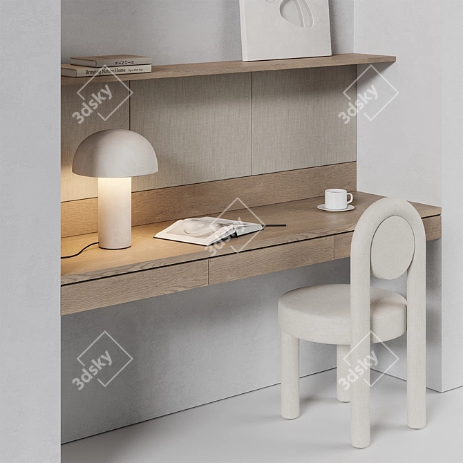 Modern Workstation Furniture Set 3D model image 2