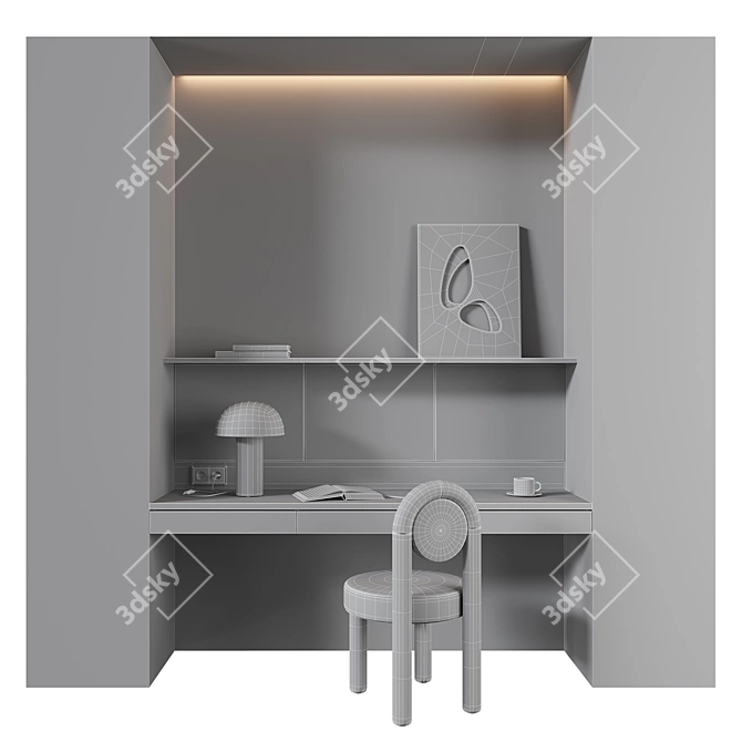 Modern Workstation Furniture Set 3D model image 5