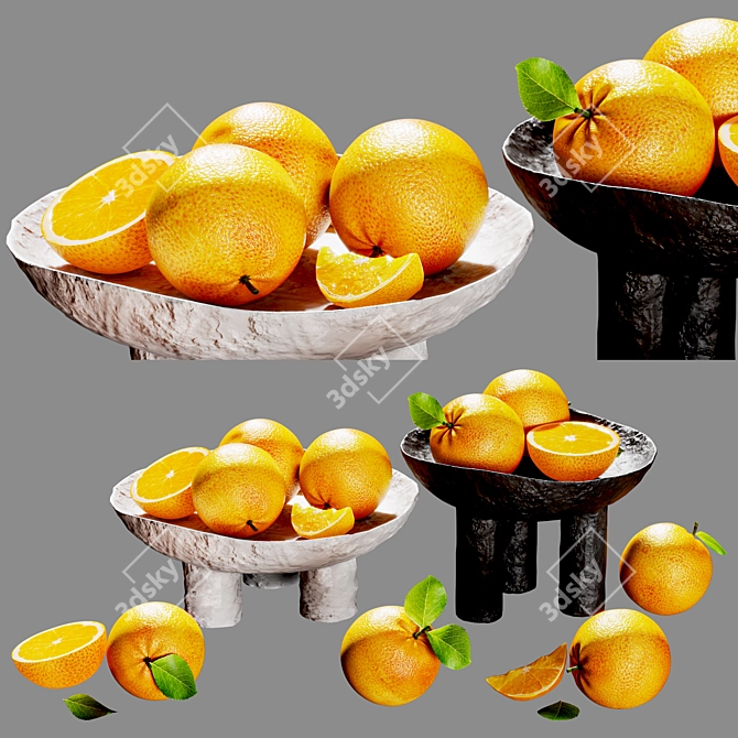 Minimalist Orange Plate Artistry 3D model image 6