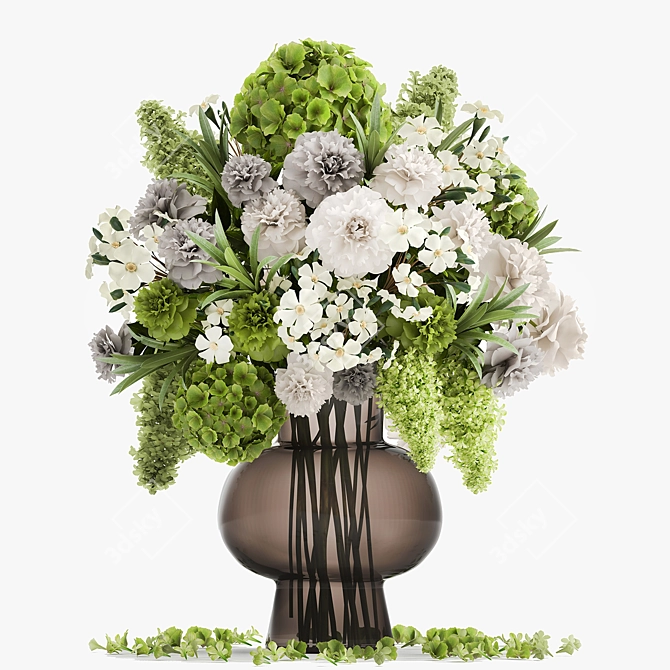 Dried Flower Bouquet Set in Glass Vases, 288 3D model image 2