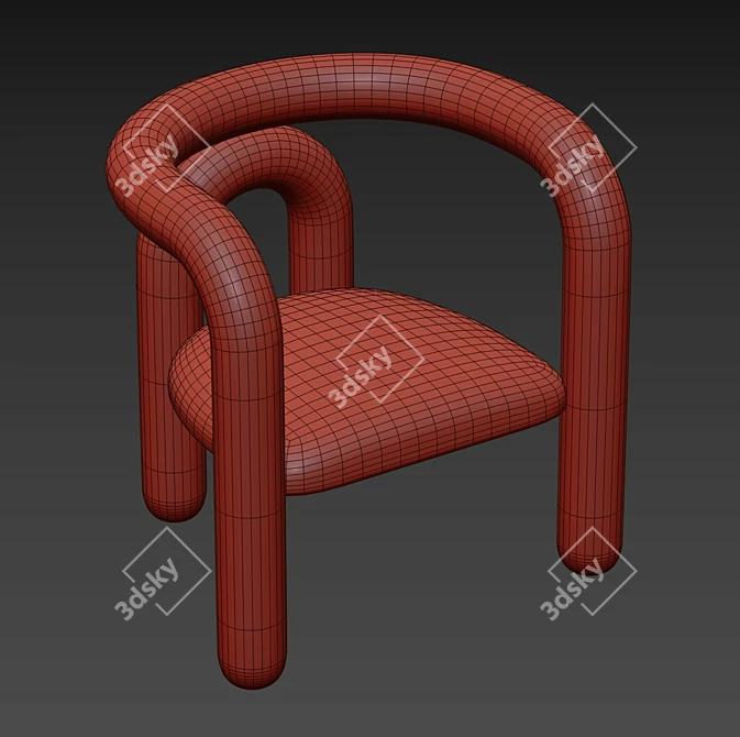 Luxury Noir Hockney Chair 3D model image 4