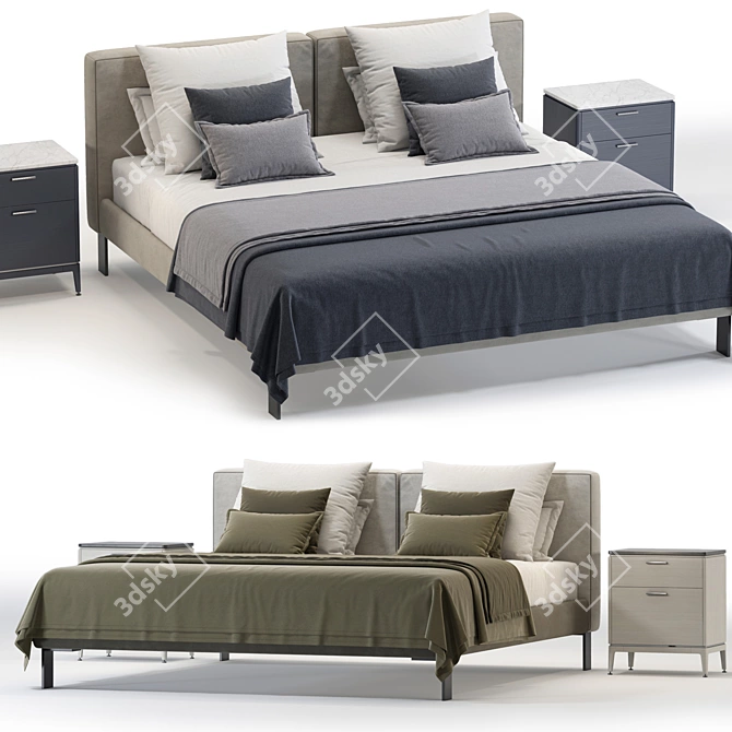 Luxury Flexteam Slim Bed Model 3D model image 1