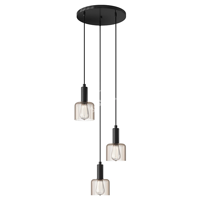 Elegant Black Glass Pendant Light 3D model image 1