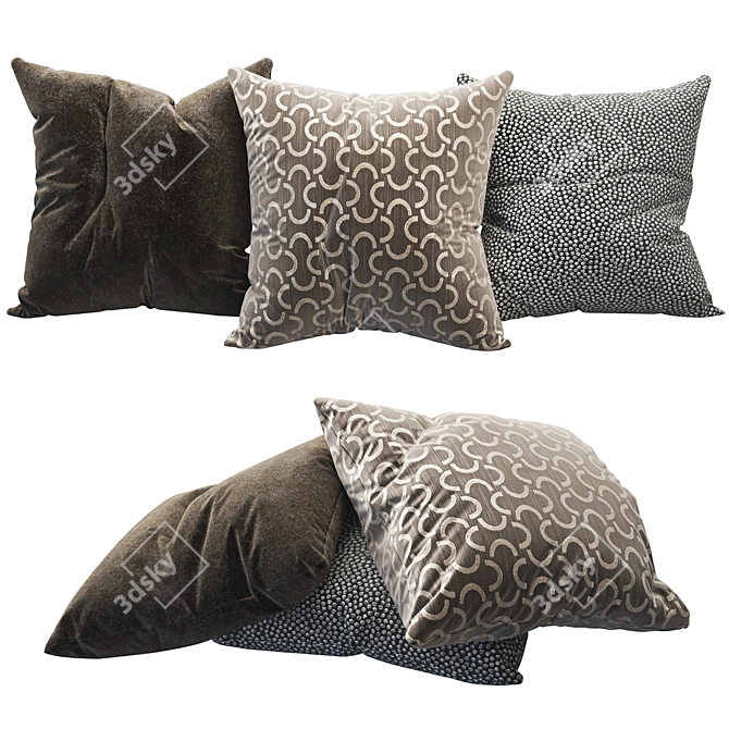 Velvet Cushion Set of 3 3D model image 1