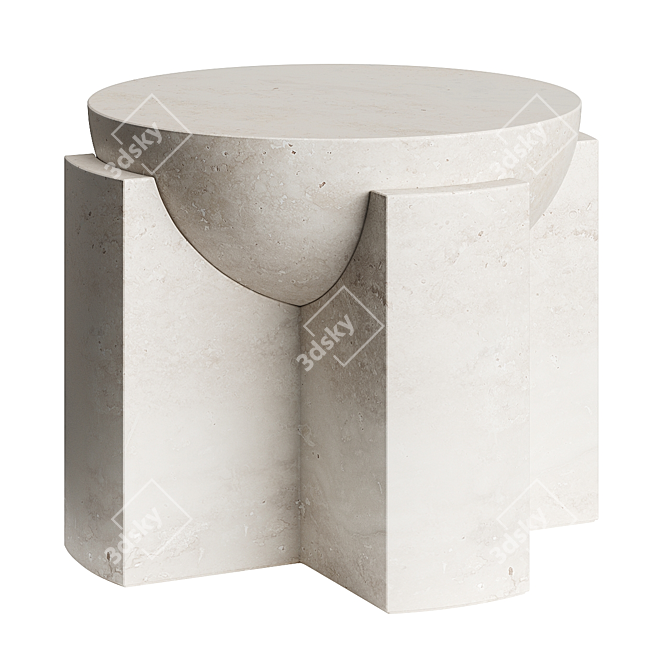 Sculptural Stone Side Table 3D model image 2