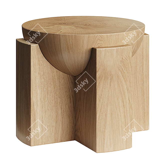 Sculptural Stone Side Table 3D model image 3