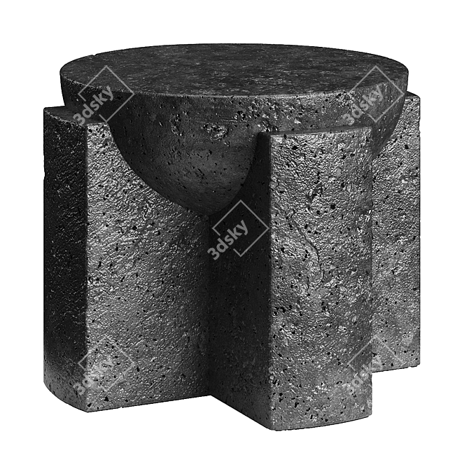 Sculptural Stone Side Table 3D model image 4