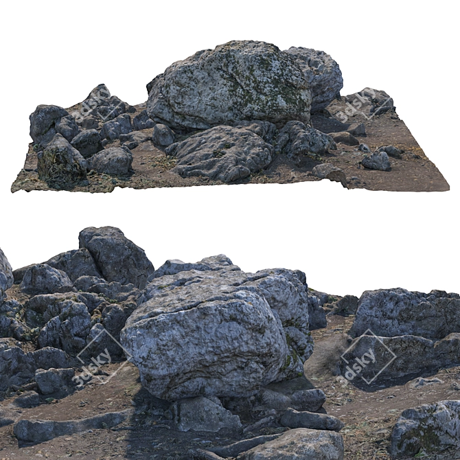 Rocky Cliff Terrain Model 3D model image 2